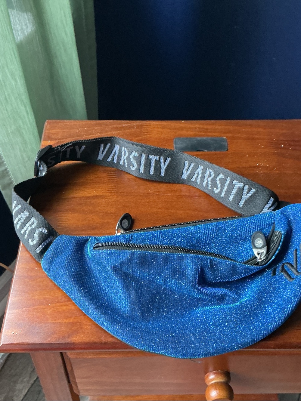 Varsity Blue Glitter Crossbody Fanny Pack